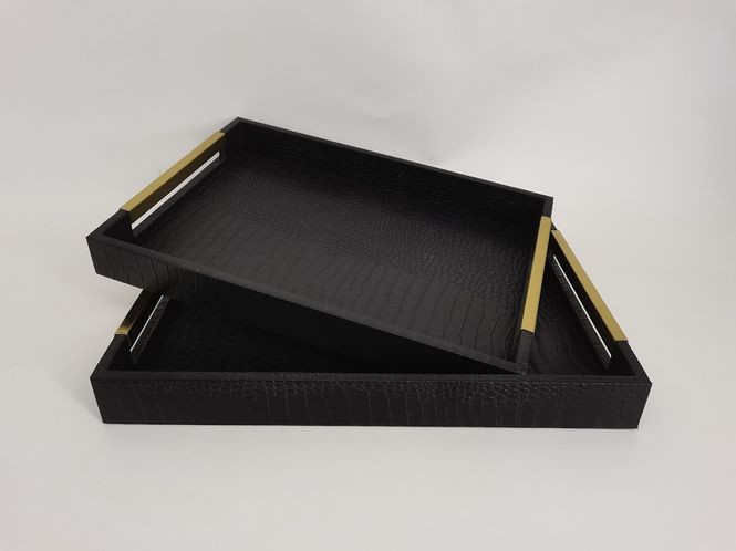 Hovedbilde Tray Black Croco Medium - Serveringsbrett ...