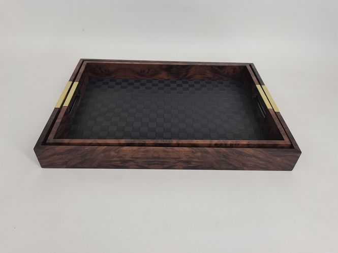 Hovedbilde Tray Black Tiles & Gold Large - Serveringsbrett ...