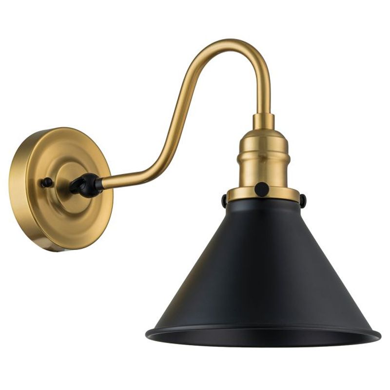 Provence - Vegglampe m/sort skjerm og messing